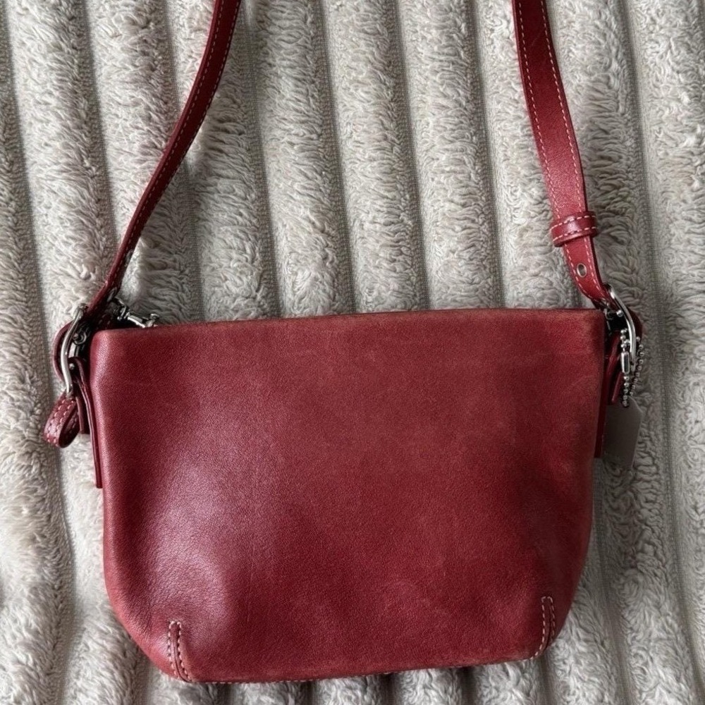 Coach Red Leather Small Y2K Legacy Bag‎ Vintage Contrast Stitch Silver Hardware